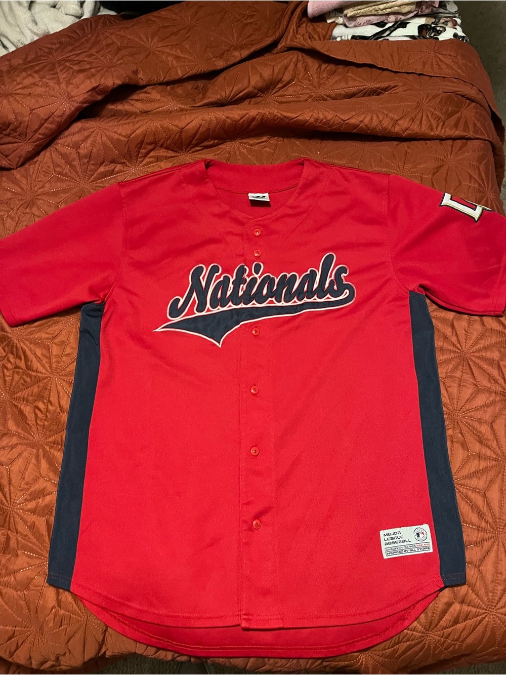 Nationals Red Adult Dynasty NWOT Baseball Jersey